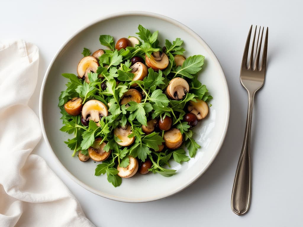 Artischocken-Rucola-Salat mit Champignons und Oliven