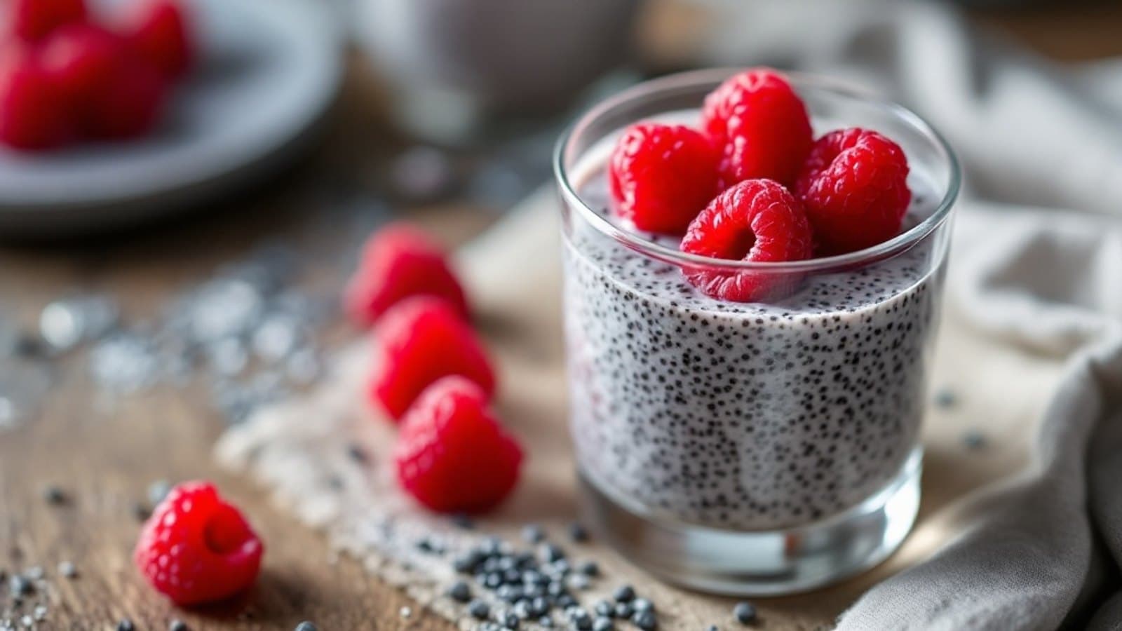 Chia-Pudding mit Himbeeren