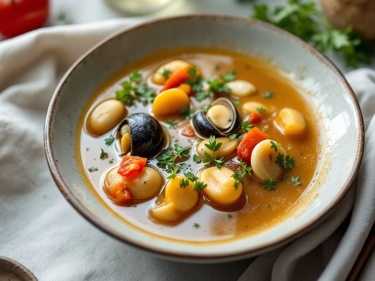 Cremige Muschelsuppe mit Fenchel und Paprika