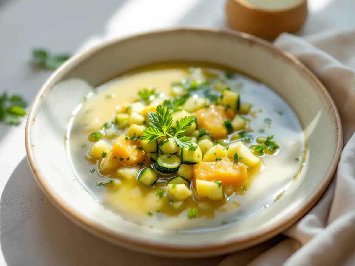 Cremige Zucchini-Kräutersuppe mit Zitronensahne
