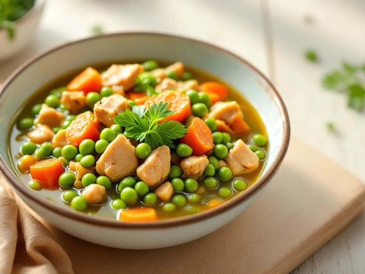 Erbseneintopf mit Hähnchen, kleine Portion