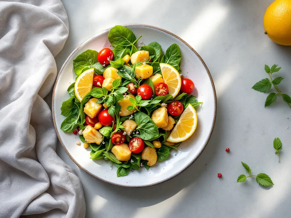 Gebratene Meeresfrüchte mit Tomaten-Kräutersalat