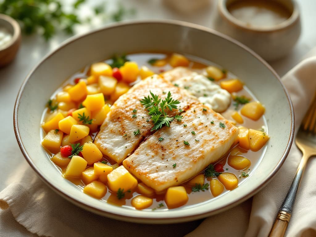 Gebratenes Zanderfilet mit Kartoffel-Ananas-Salat