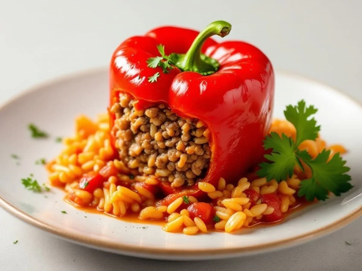 Gefüllte Paprika mit magerem Hackfleisch, kleine Portion