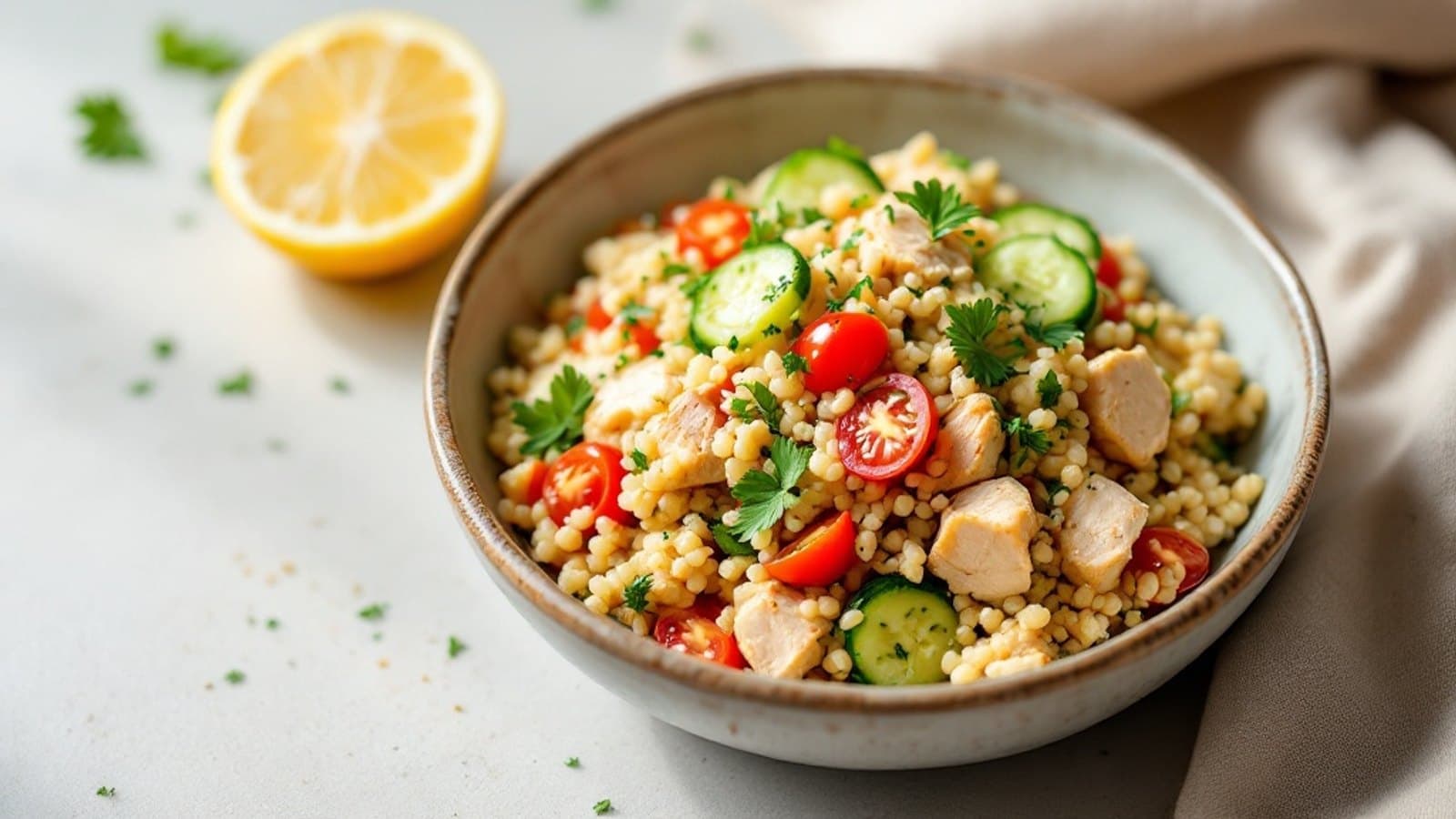 Hähnchen-Couscous-Salat, kleine Portion