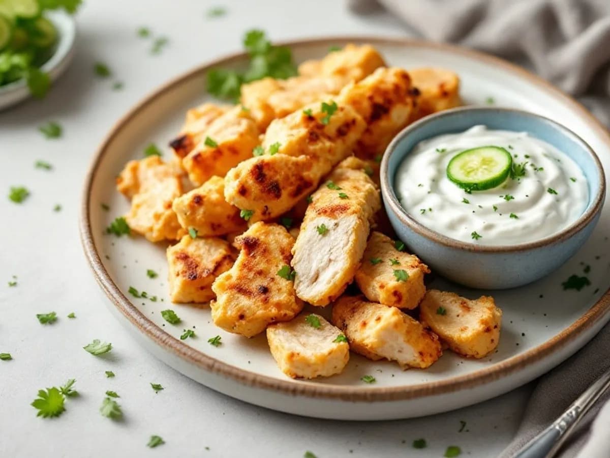 Mildes Hähnchen-Gyros mit Tzatziki, kleine Portion