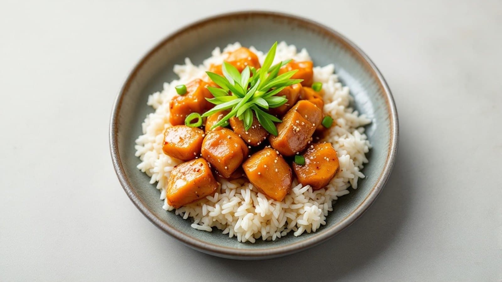 Mildes Hähnchen-Teriyaki mit Reis, kleine Portion