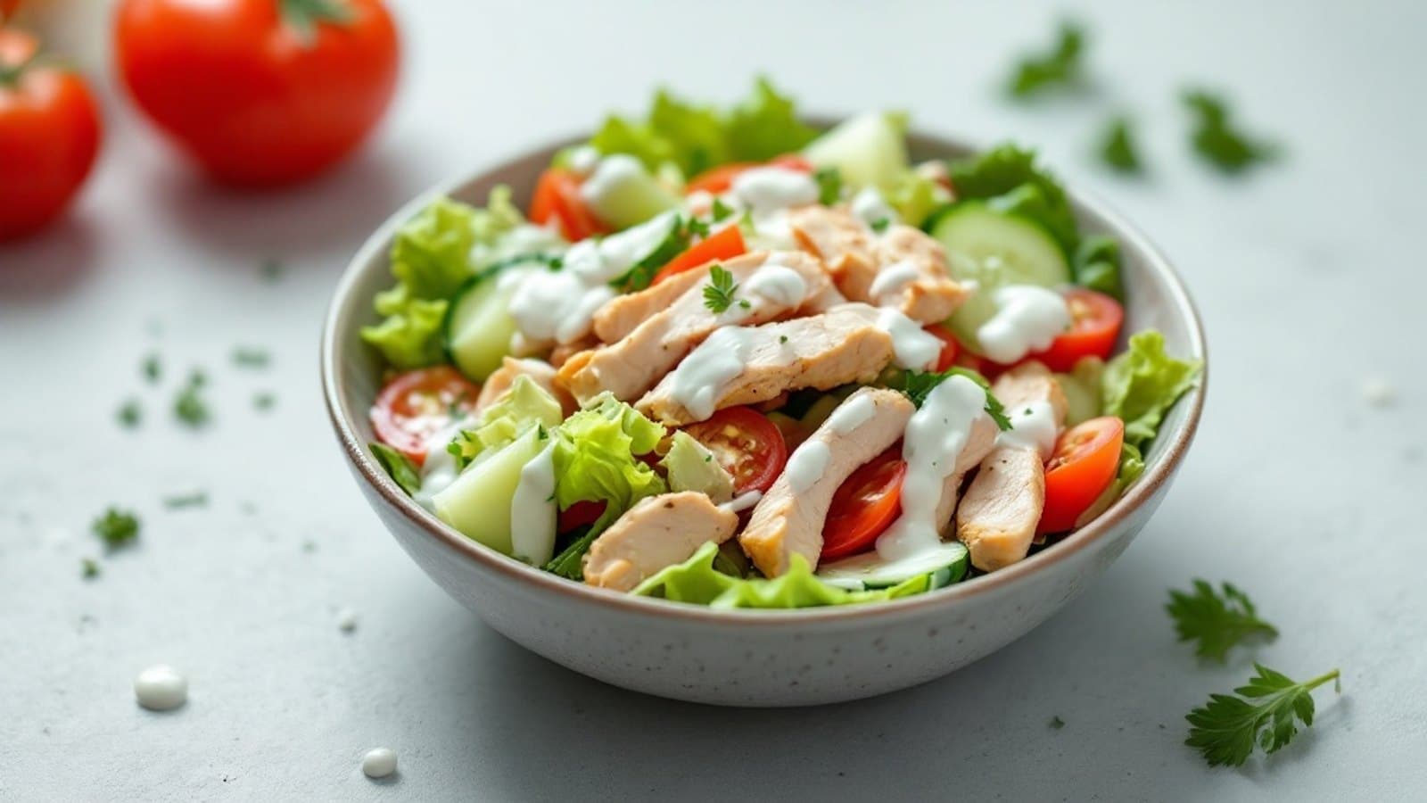 Hähnchensalat mit Joghurtdressing, kleine Portion