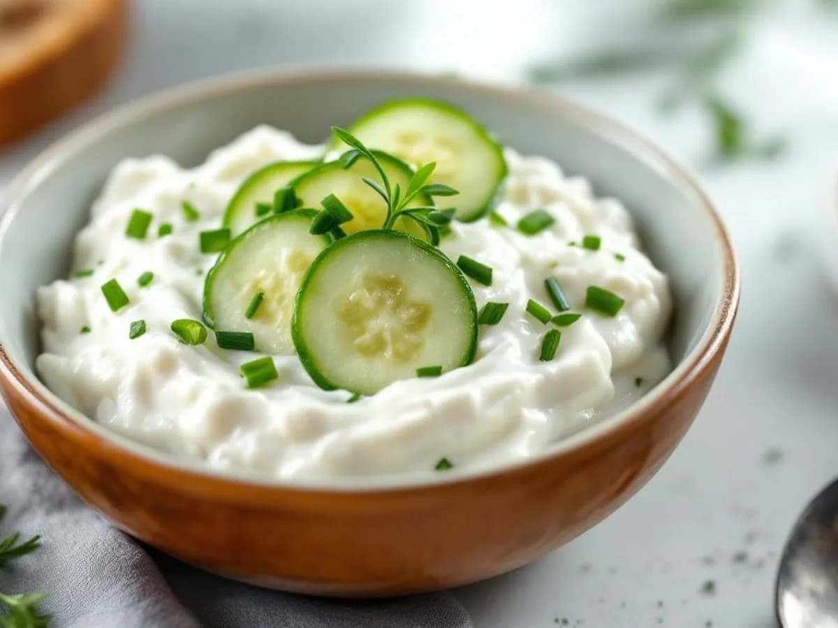 Herzhafter Skyr mit Gurke und Kräutern