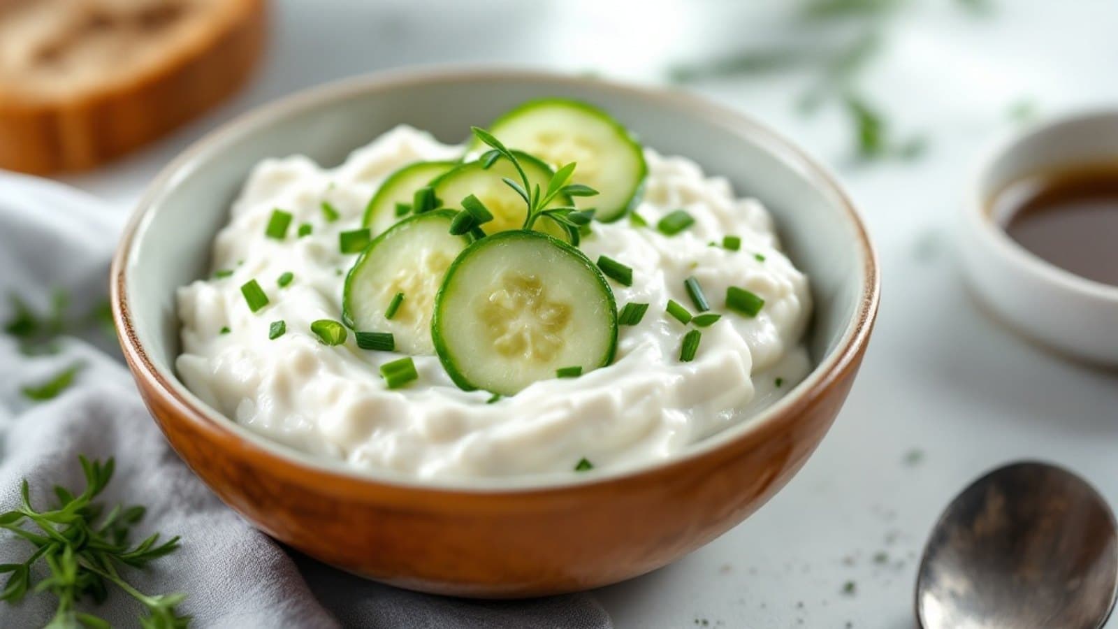 Herzhafter Skyr mit Gurke und Kräutern