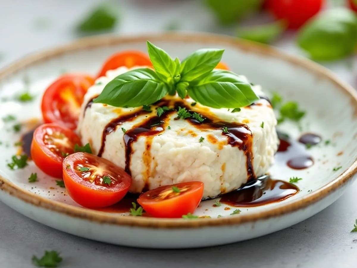Hüttenkäse-Caprese, kleine Portion