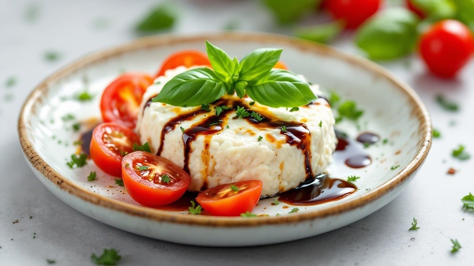 Hüttenkäse-Caprese, kleine Portion