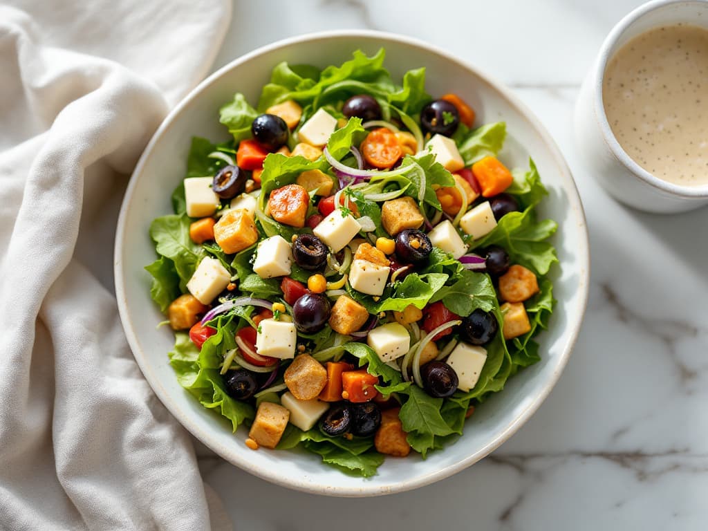 Knackiger Blattsalat mit Sardellen-Sahne-Dressing