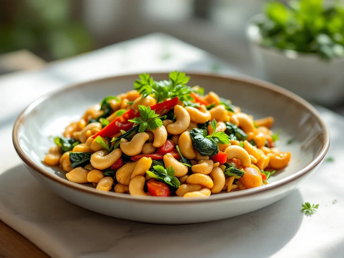 Knusprige Cashew-Gemüse-Pfanne aus dem Wok