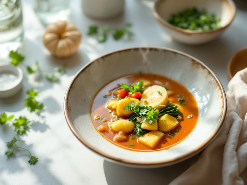 Kokos-Curry-Suppe mit Süßkartoffel und Pak Choi