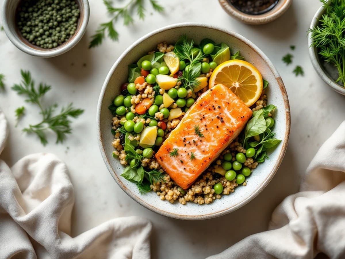 Lachs-Bowl mit Quinoa, kleine Portion