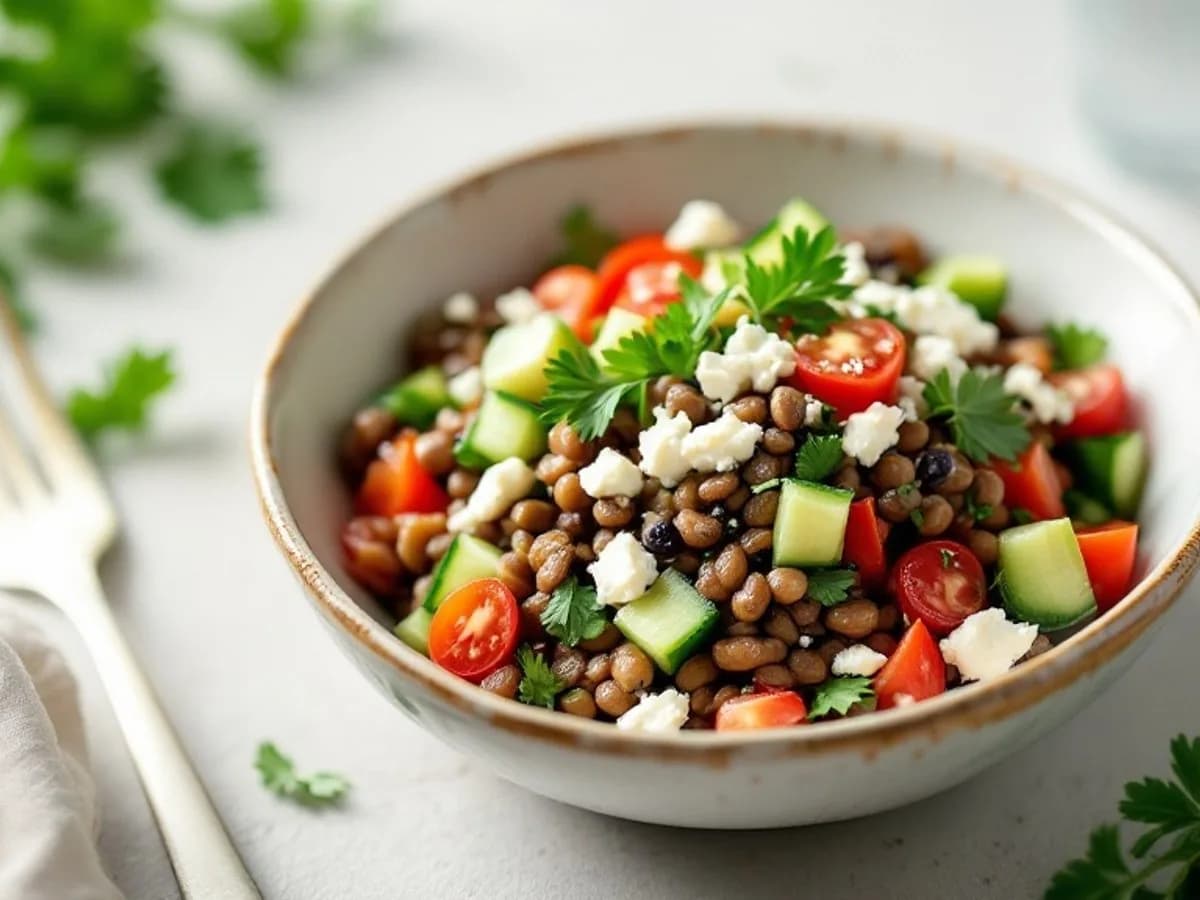 Linsensalat mit Feta, kleine Portion