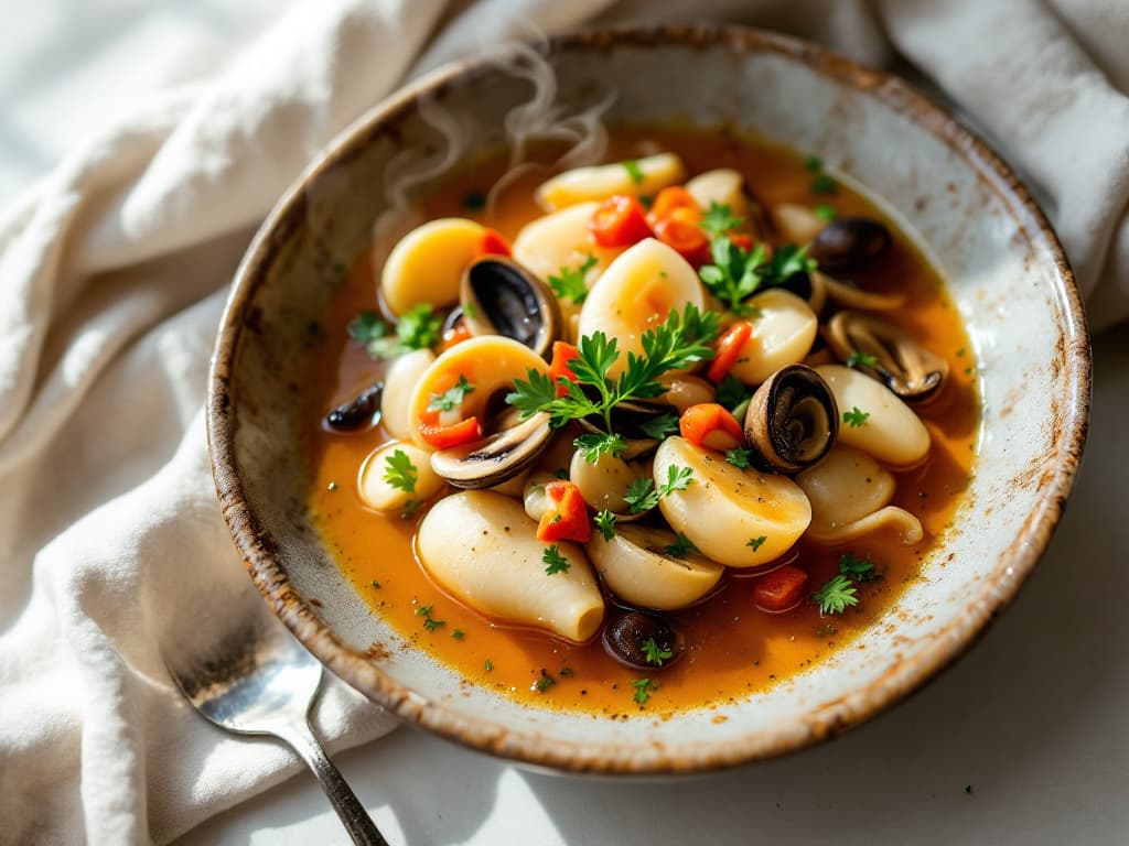 Meeresfrüchte-Suppe mit Garnelen und Muscheln