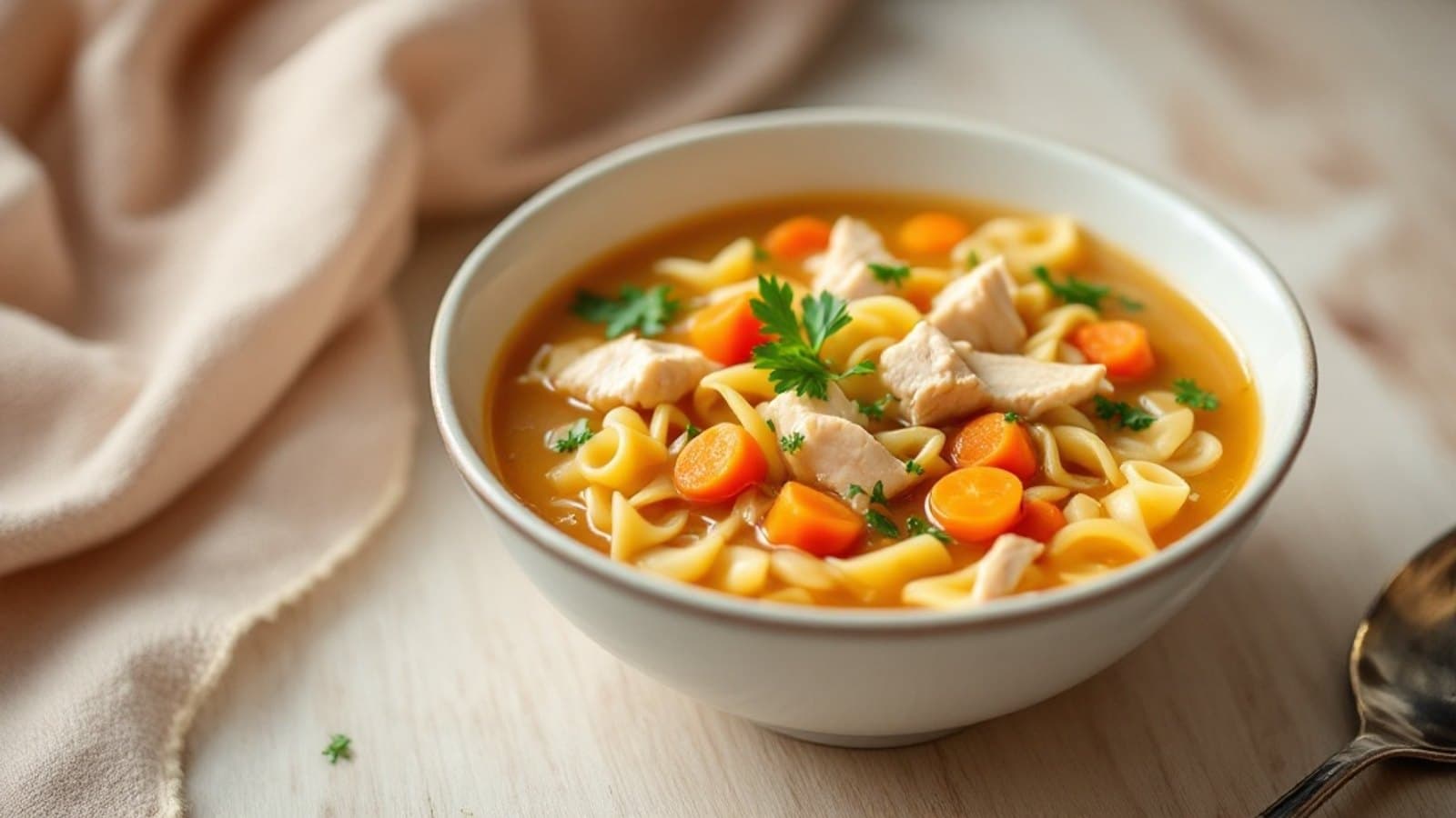 Milde Hühnernudelsuppe, kleine Portion