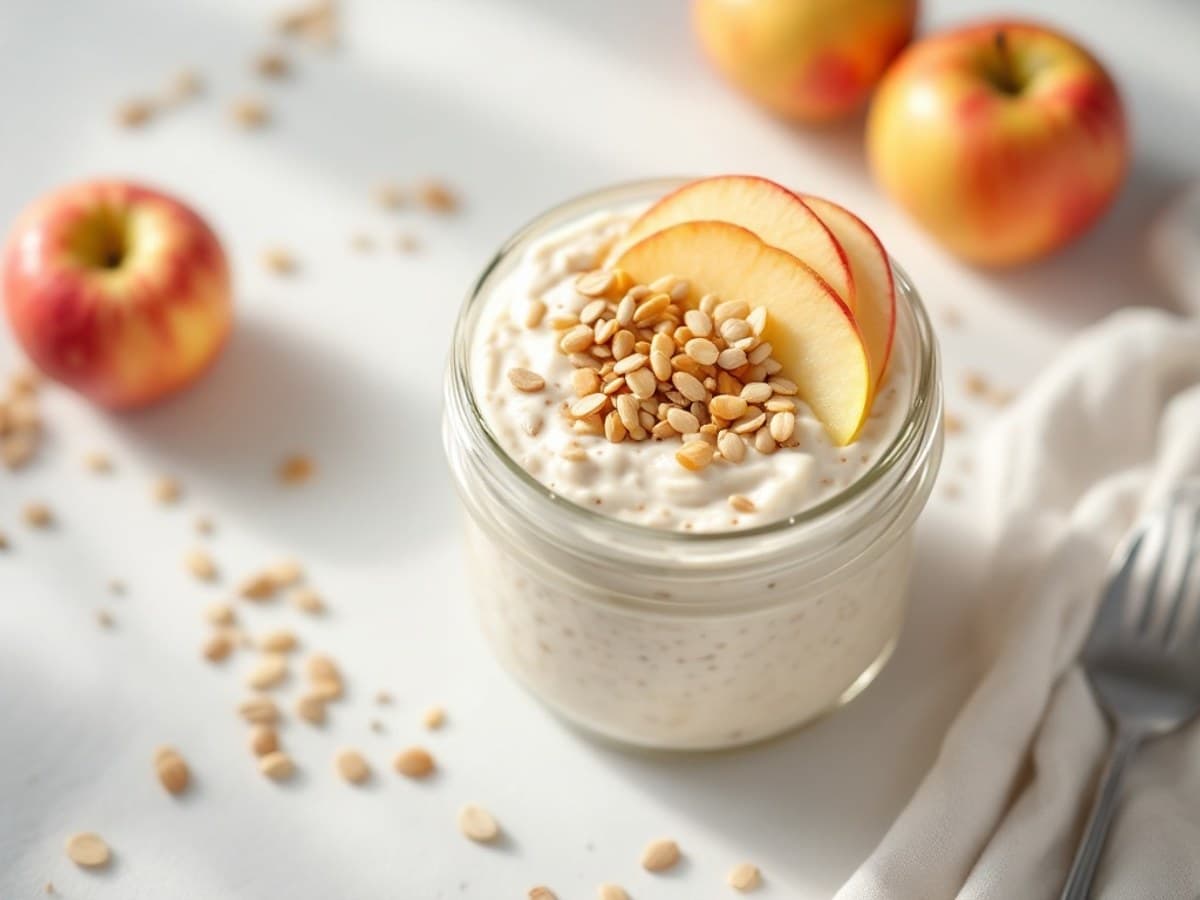 Overnight-Oats mit Leinsamen und Apfel