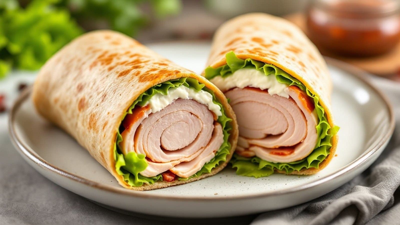 Putenbrust-Wrap mit Vollkorn, kleine Portion