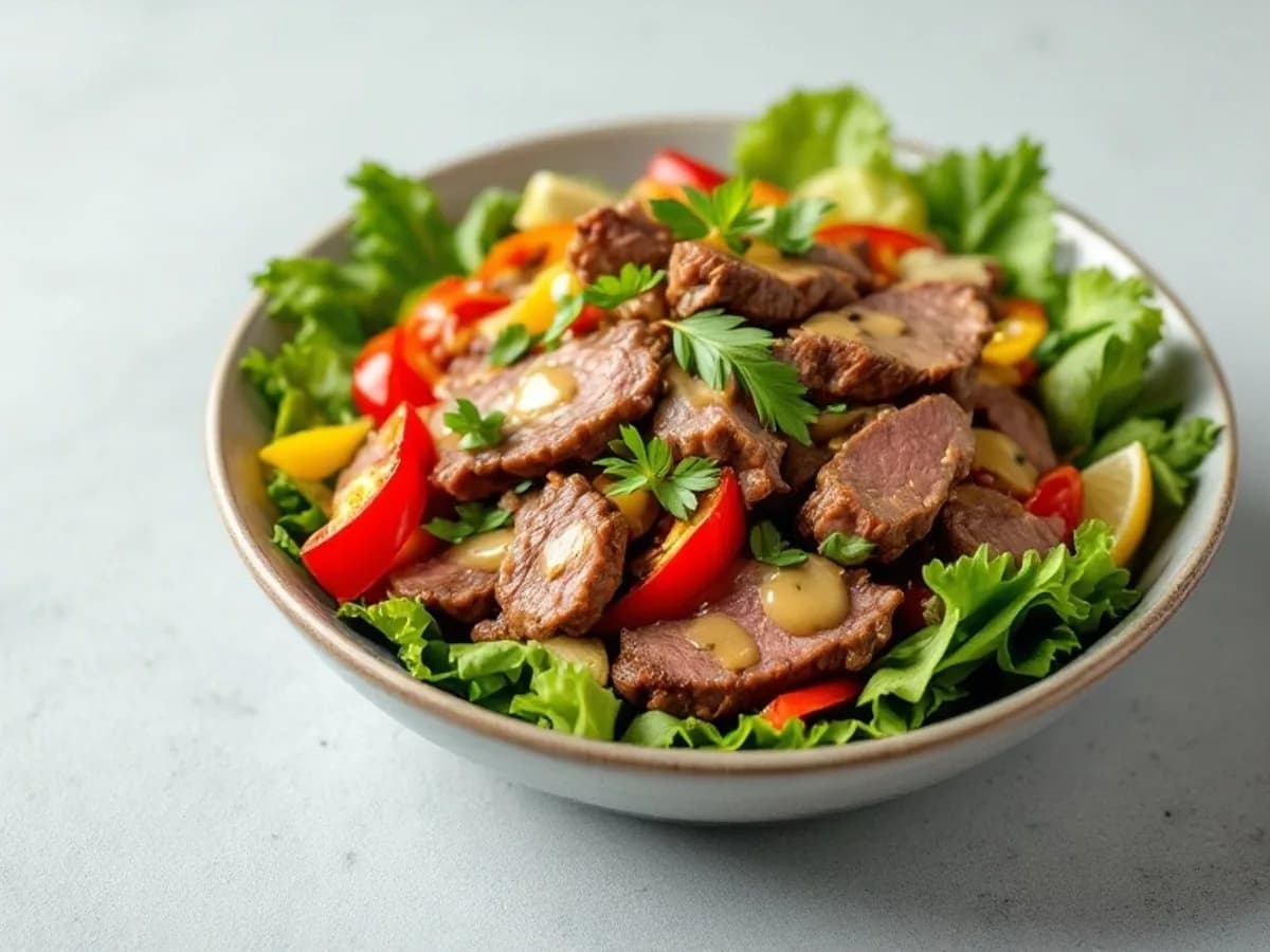 Rinderstreifen-Salat, kleine Portion