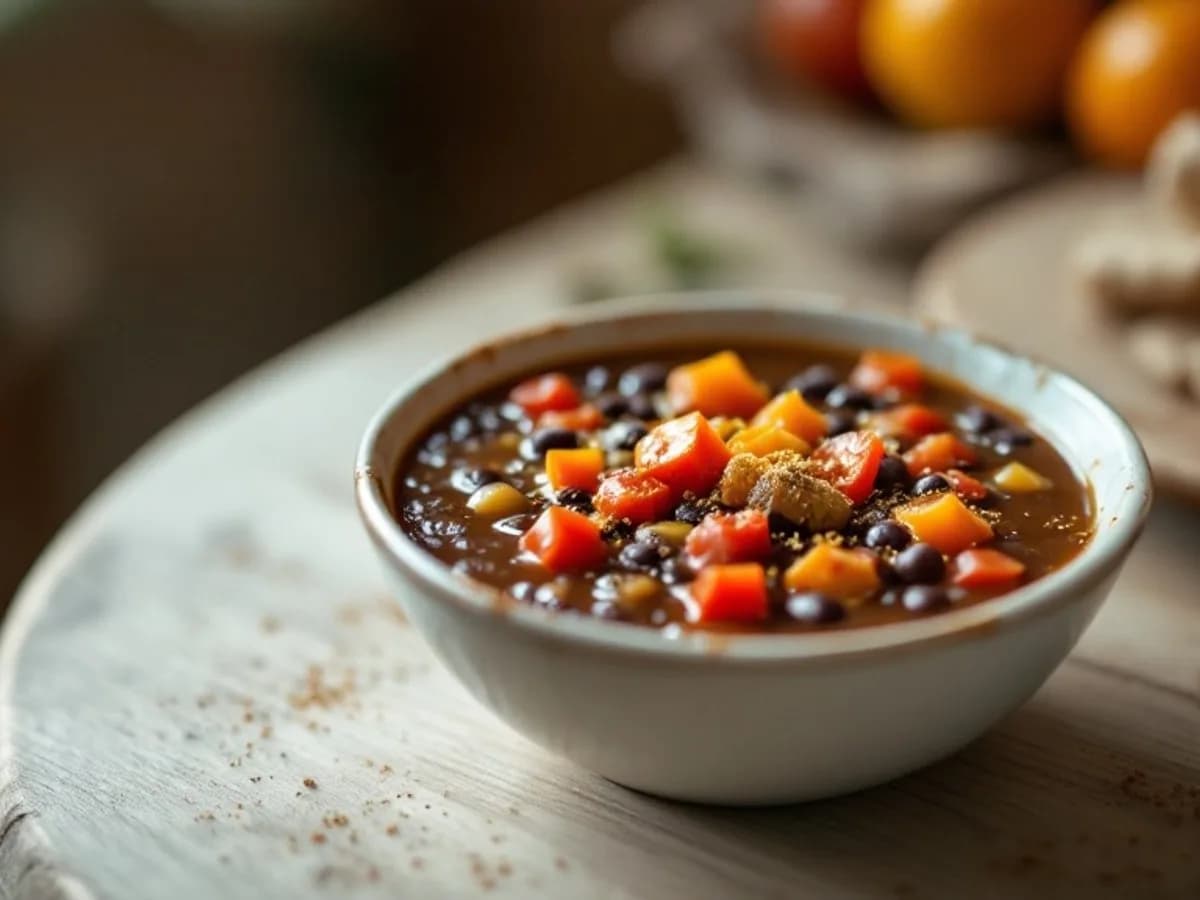 Schwarze-Bohnen-Suppe, kleine Portion