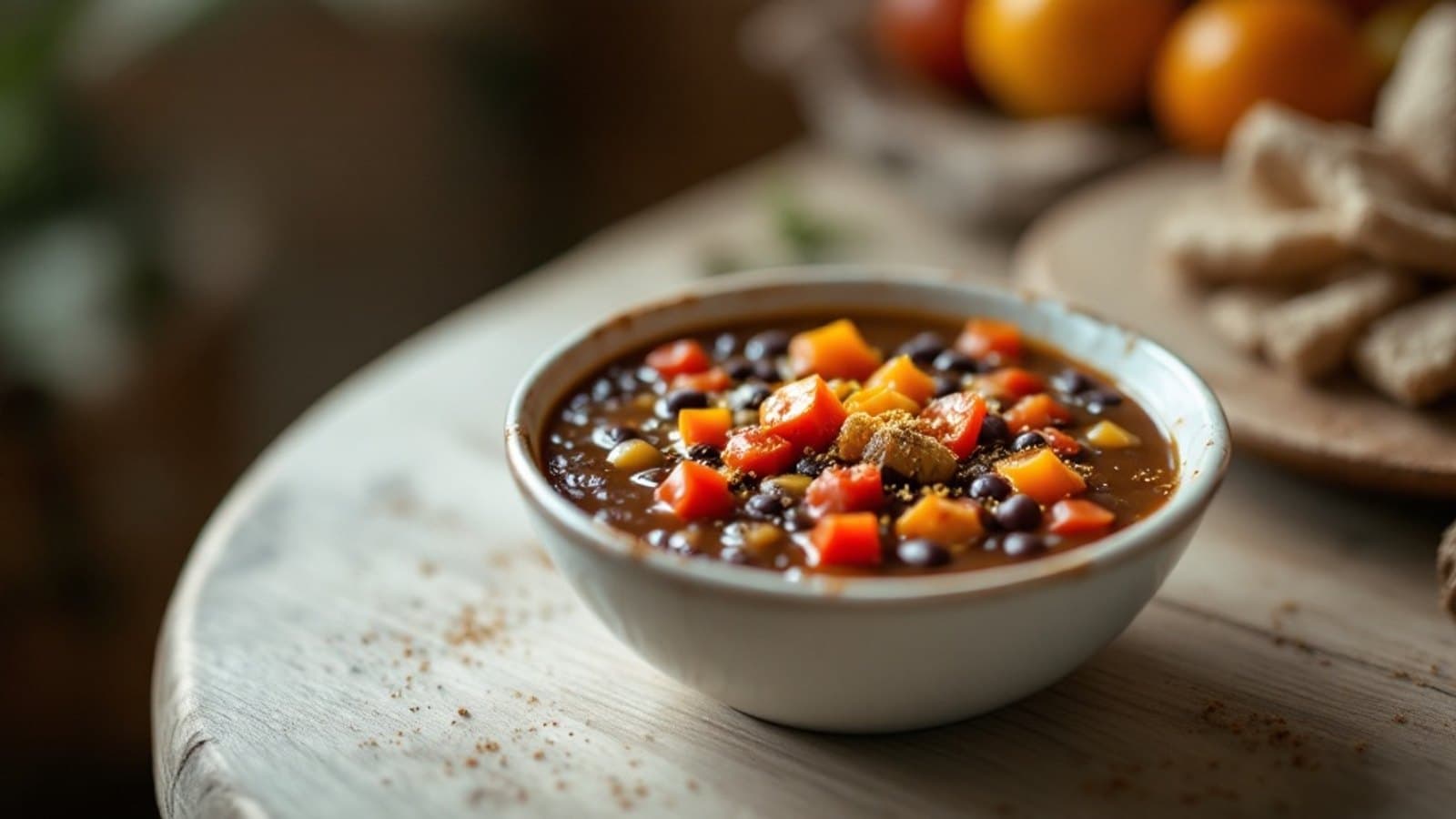 Schwarze-Bohnen-Suppe, kleine Portion