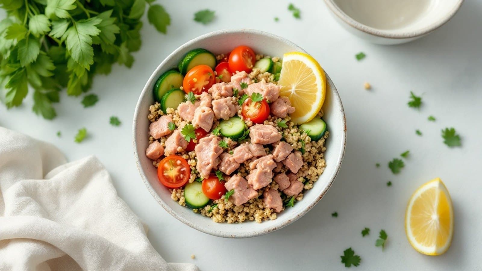 Thunfisch-Quinoa-Bowl, kleine Portion