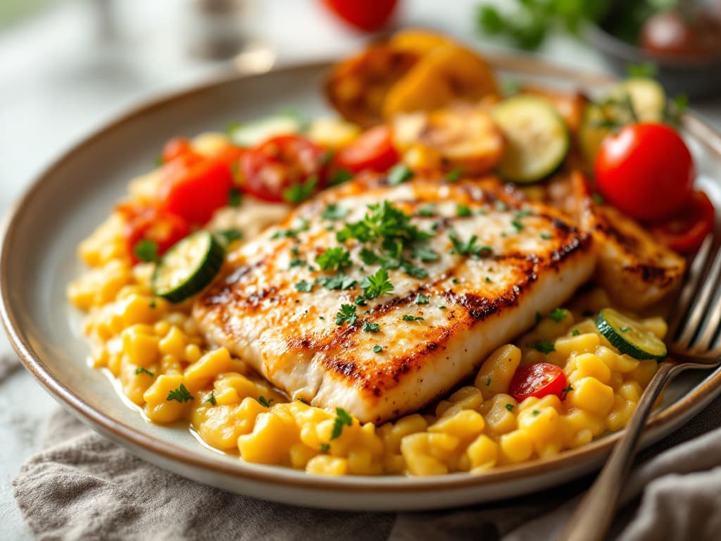 Weißfischfilet auf bunter Gemüsesauce