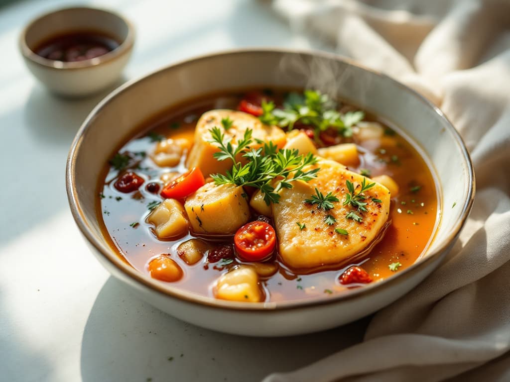 Würziger Fischeintopf mit Chili und frischer Petersilie