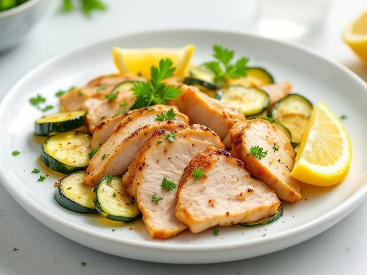 Putenbrust-Pfanne mit Zucchini, kleine Portion