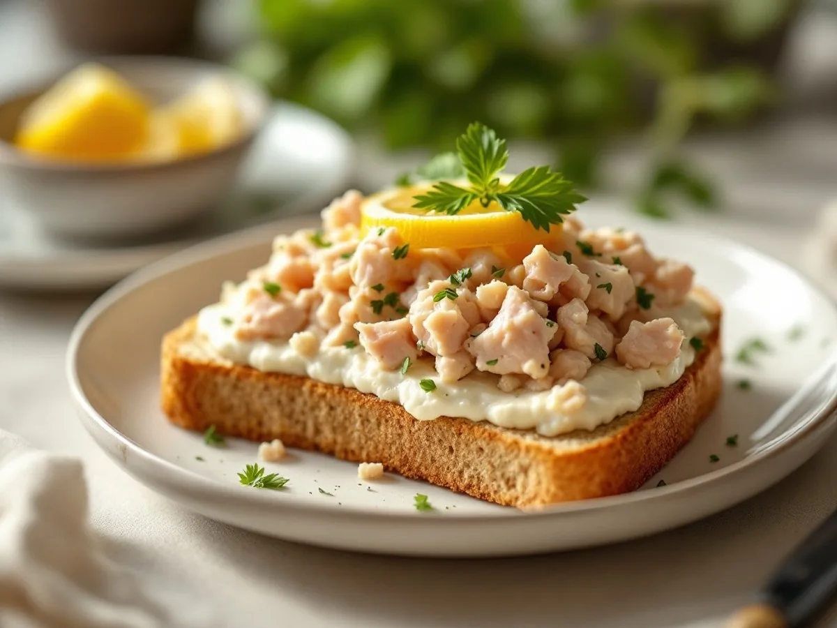 Thunfisch-Hüttenkäse-Aufstrich auf Vollkorn